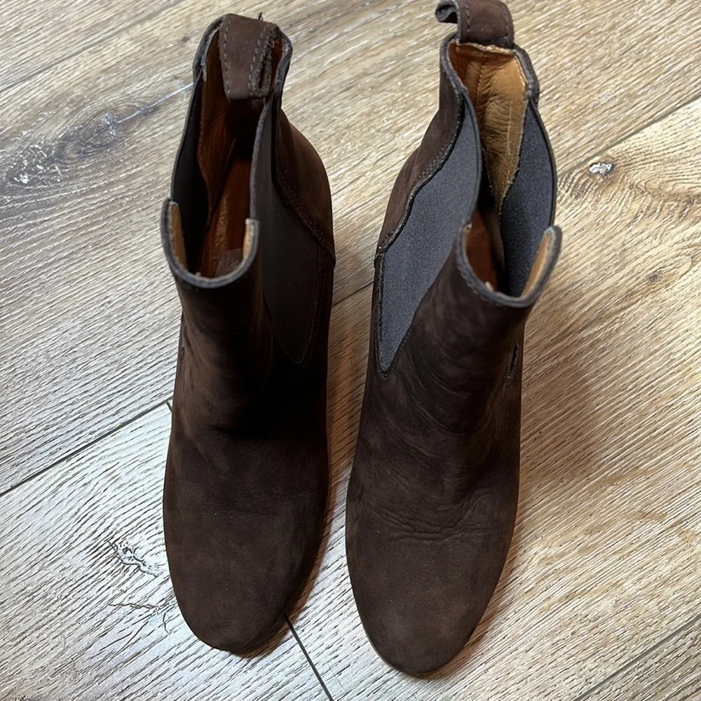 Vanessa Bruno Athe Brown Leather Pull On Wedge Booties 36/6